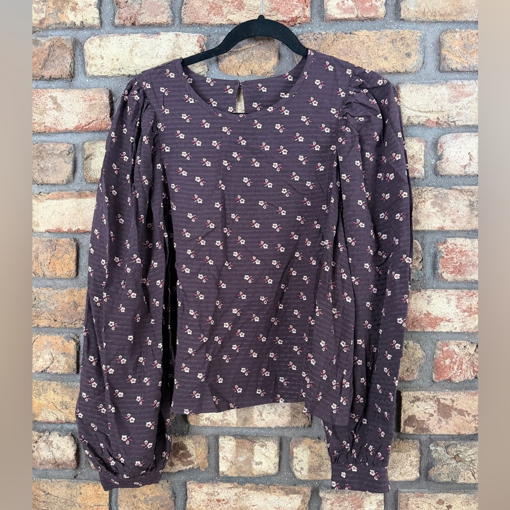 Melrose and Market Floral Puff Sleeve Cropped Top – Size L